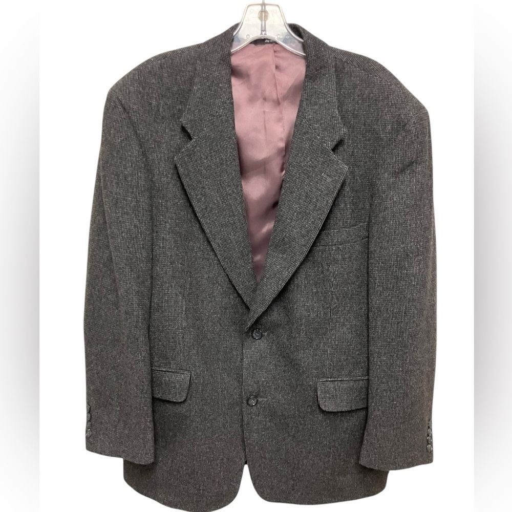 Chereskin Camel Hair Blend‎ Blazer Gray Checkered  Sports Coat Jacket Mens 42R